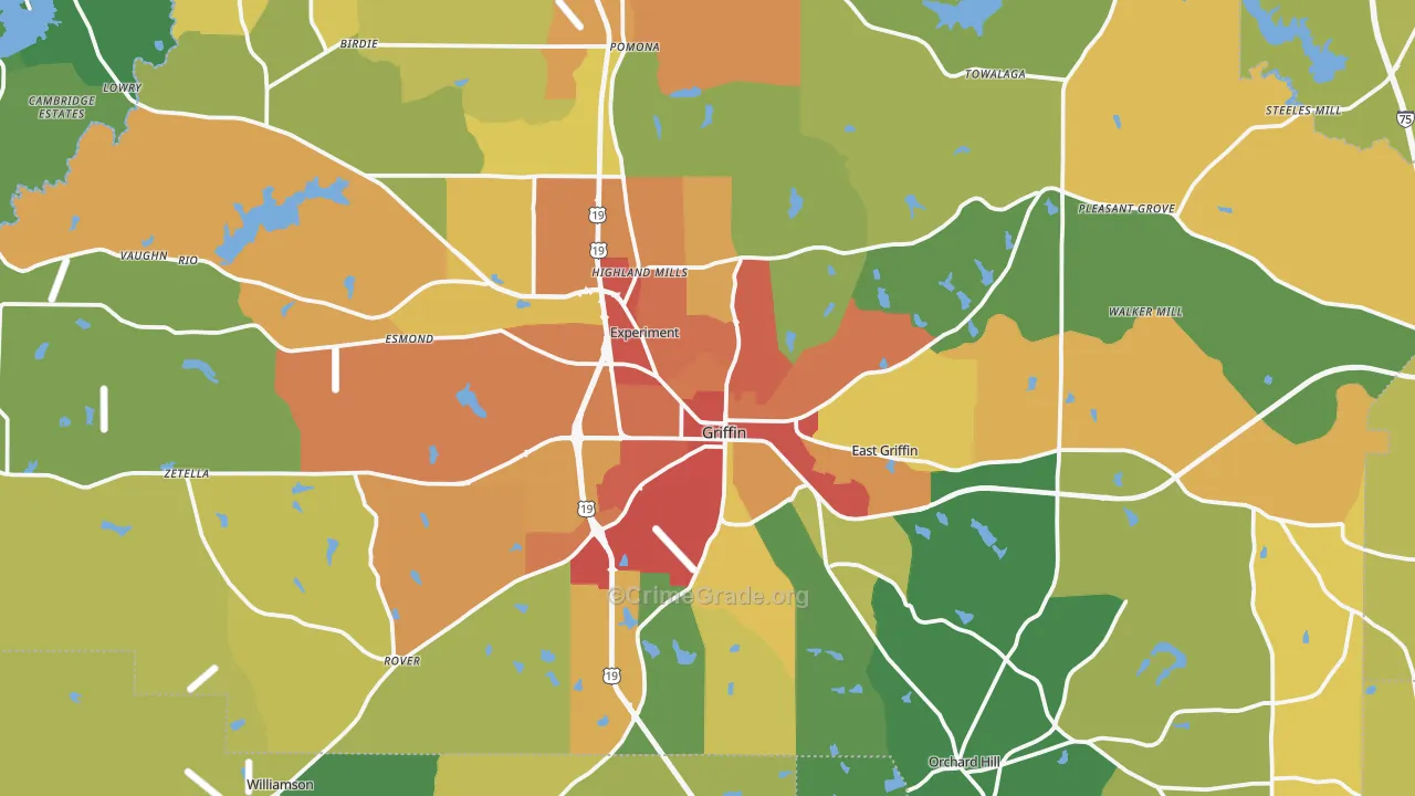 Griffin, GA Map of Burglary Rates
