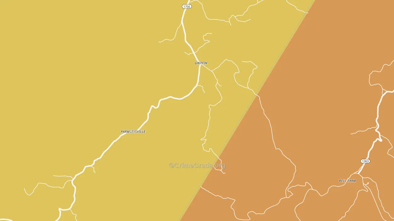 Griffin, KY Map of Burglary Rates