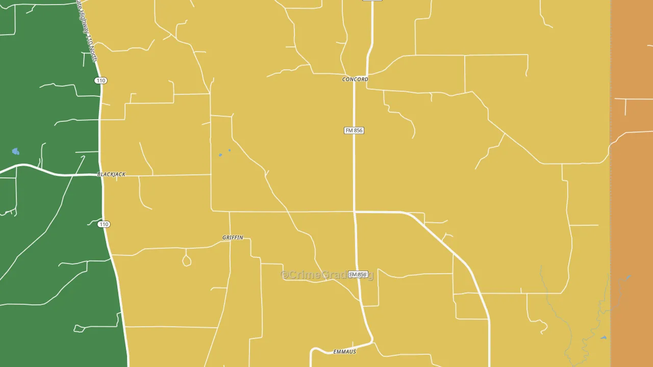 Griffin, TX Map of Burglary Rates