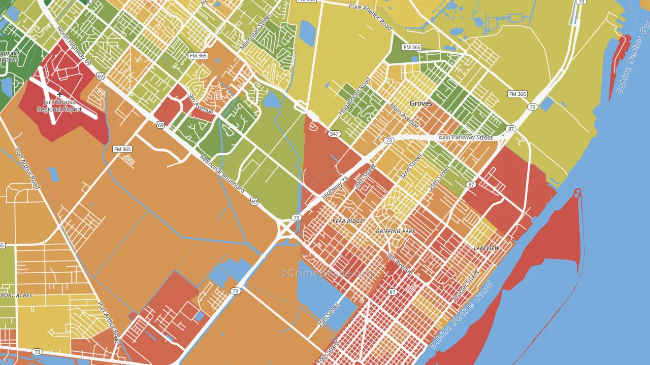 Griffing Park, TX Map of Burglary Rates