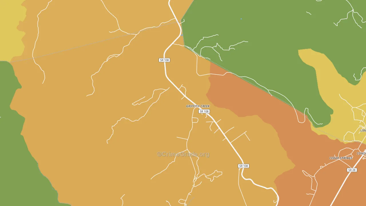 Griffith Creek, TN Map of Burglary Rates