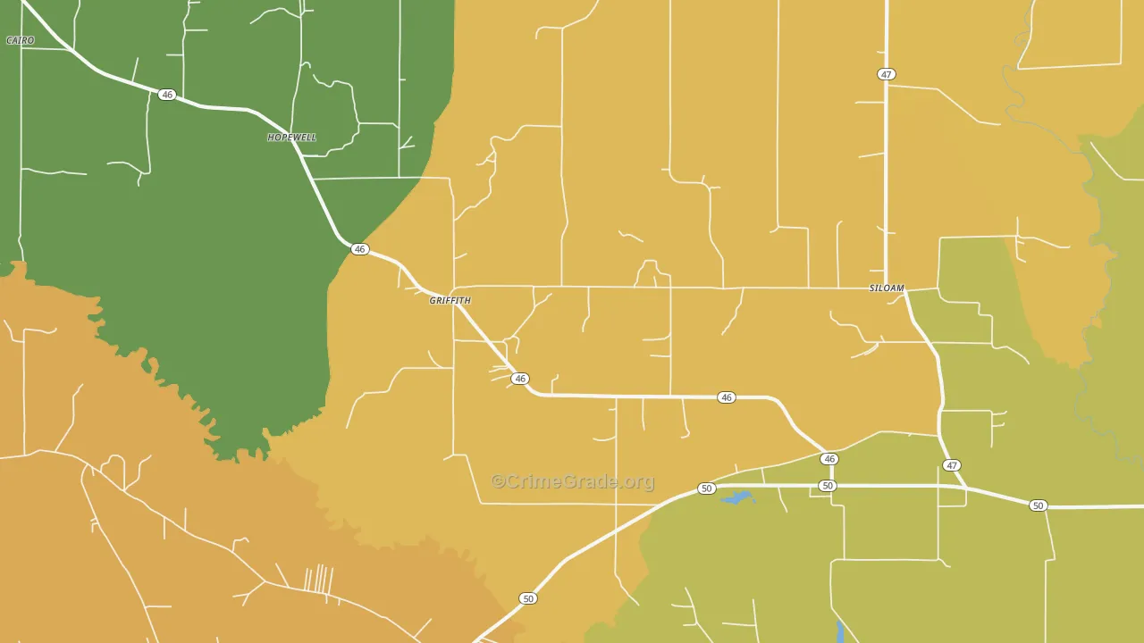 Griffith, MS Map of Burglary Rates