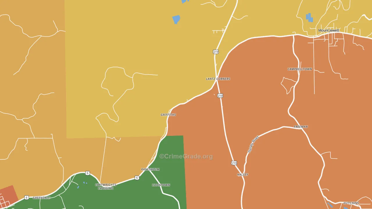 Griffiths, PA Map of Burglary Rates