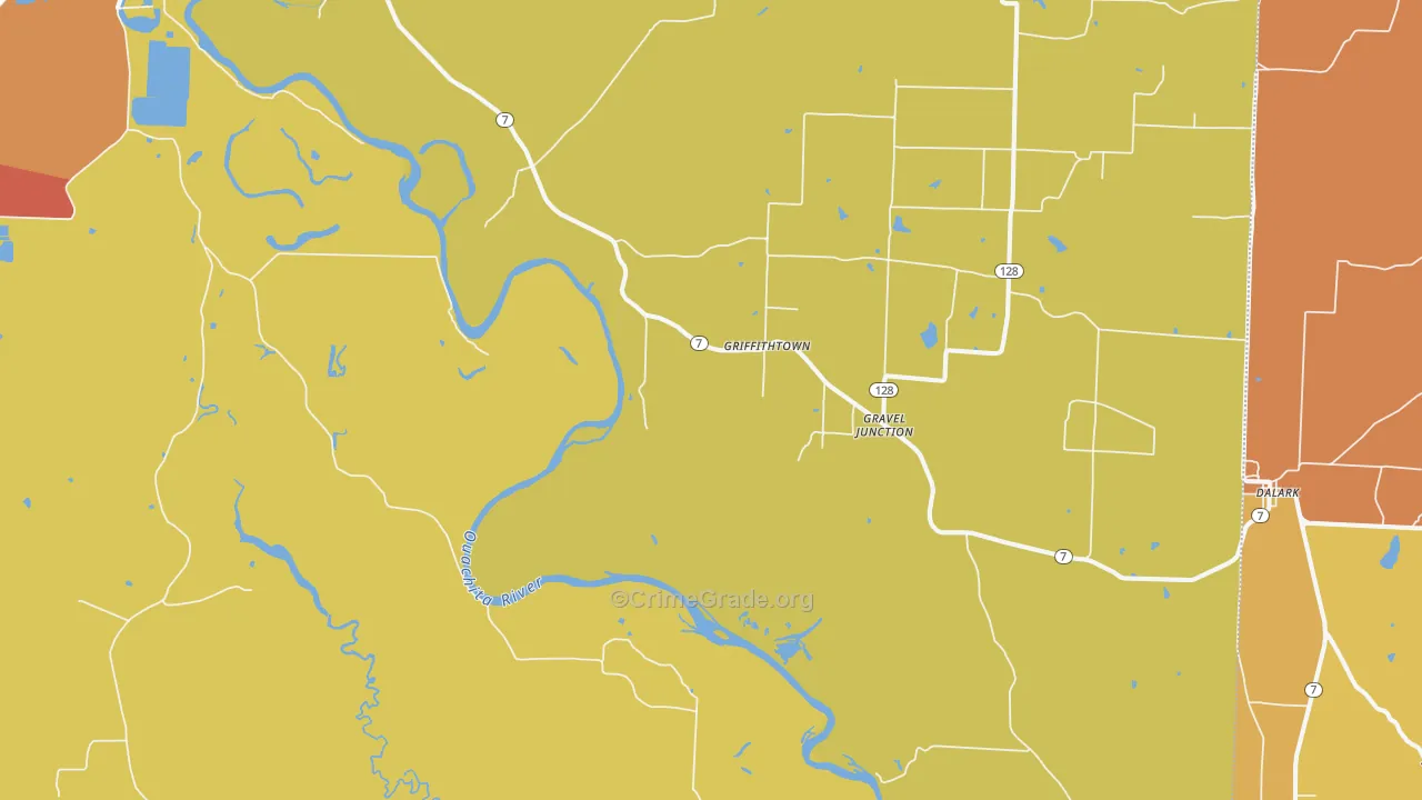 Griffithtown, AR Map of Burglary Rates