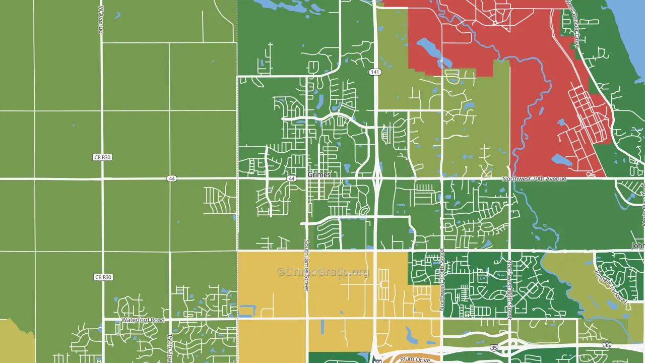 Grimes, IA Map of Burglary Rates