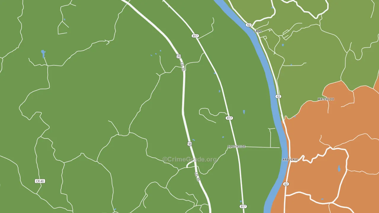 Grimms Landing, WV Map of Burglary Rates