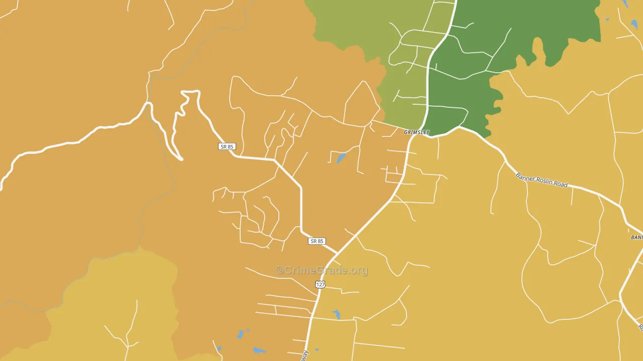 Grimsley, TN Map of Burglary Rates