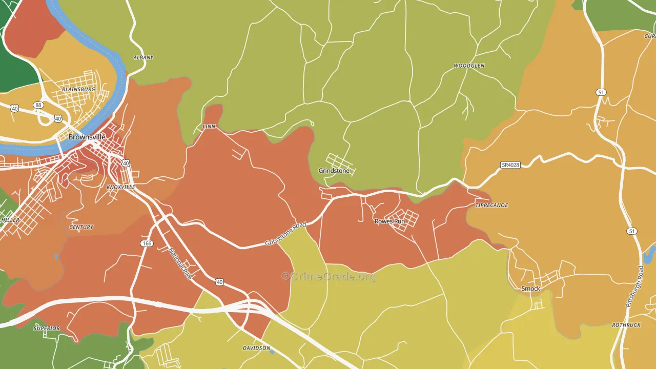 Grindstone, PA Map of Burglary Rates