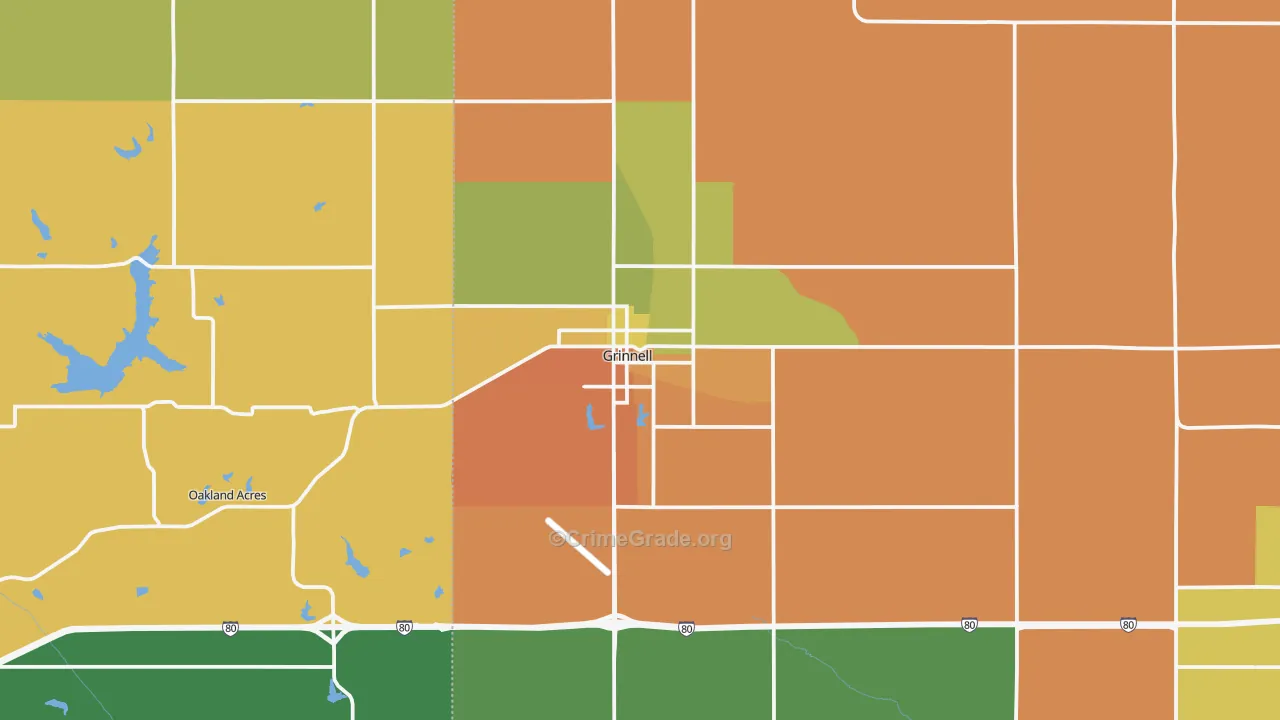 Grinnell, IA Map of Burglary Rates