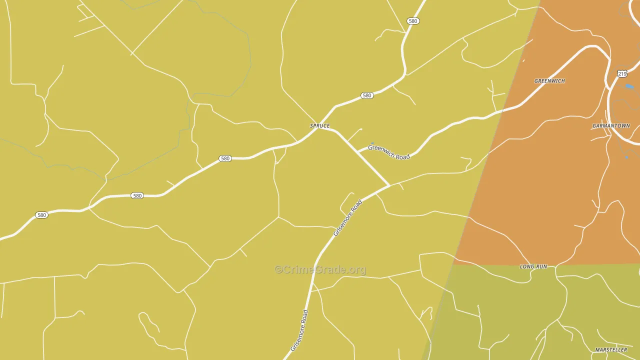 Grisemore, PA Map of Burglary Rates