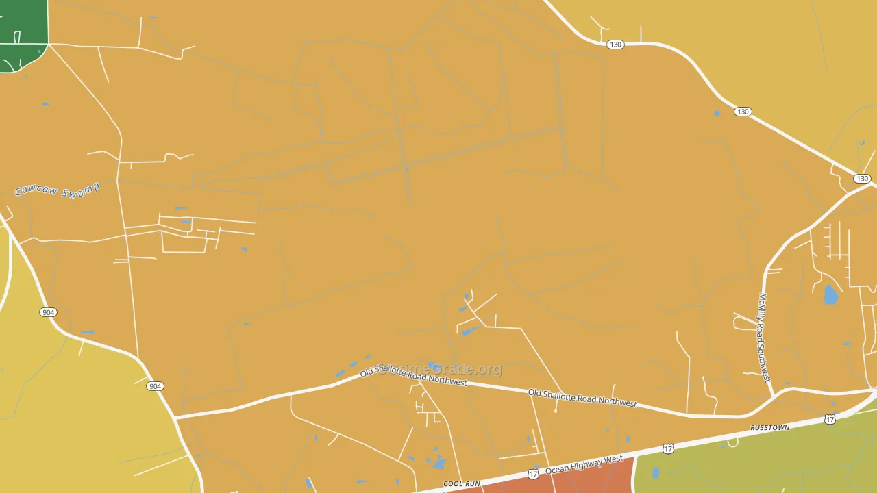 Grissettown, NC Map of Burglary Rates