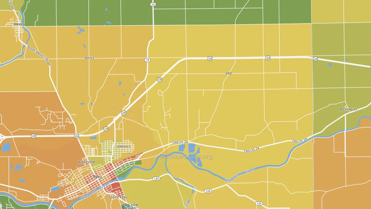 Grissom Arb, IN Map of Burglary Rates
