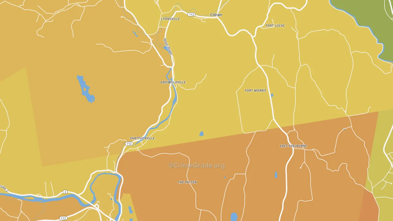 Griswoldville, MA Map of Burglary Rates