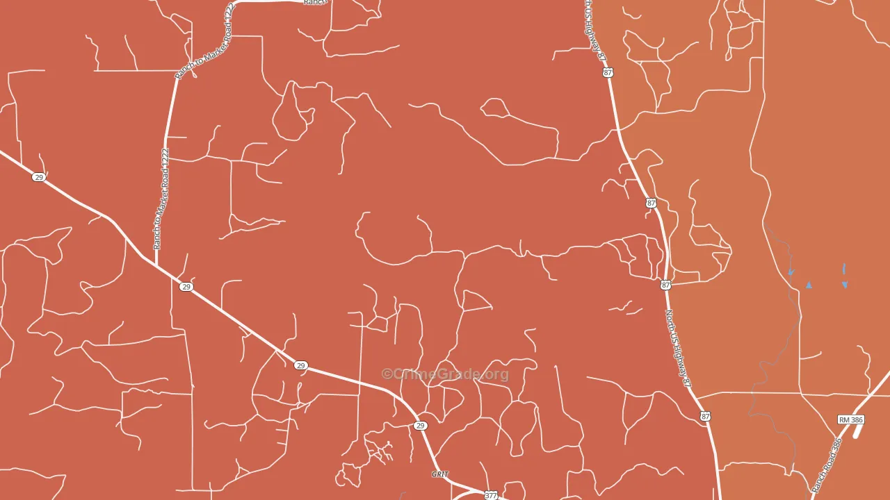 Grit, TX Map of Burglary Rates
