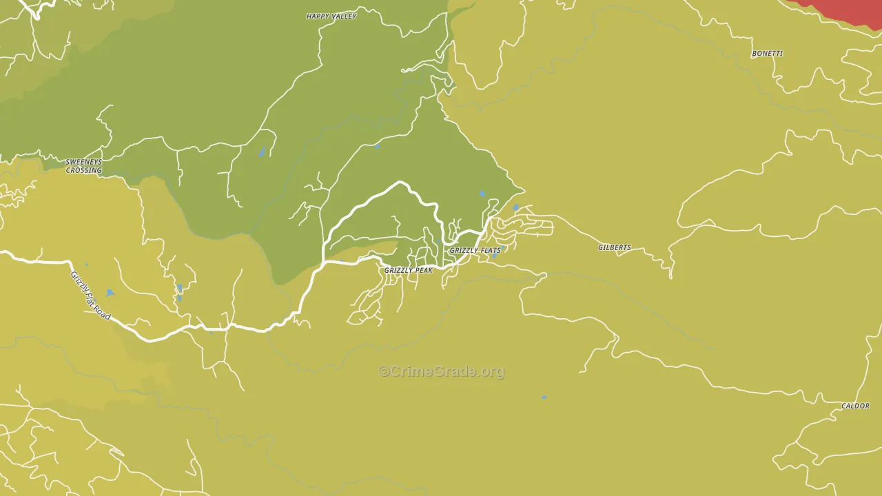 Grizzly Flats, CA Map of Burglary Rates