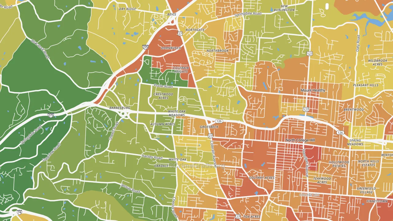Groesbeck, Cincinnati, OH Map of Burglary Rates