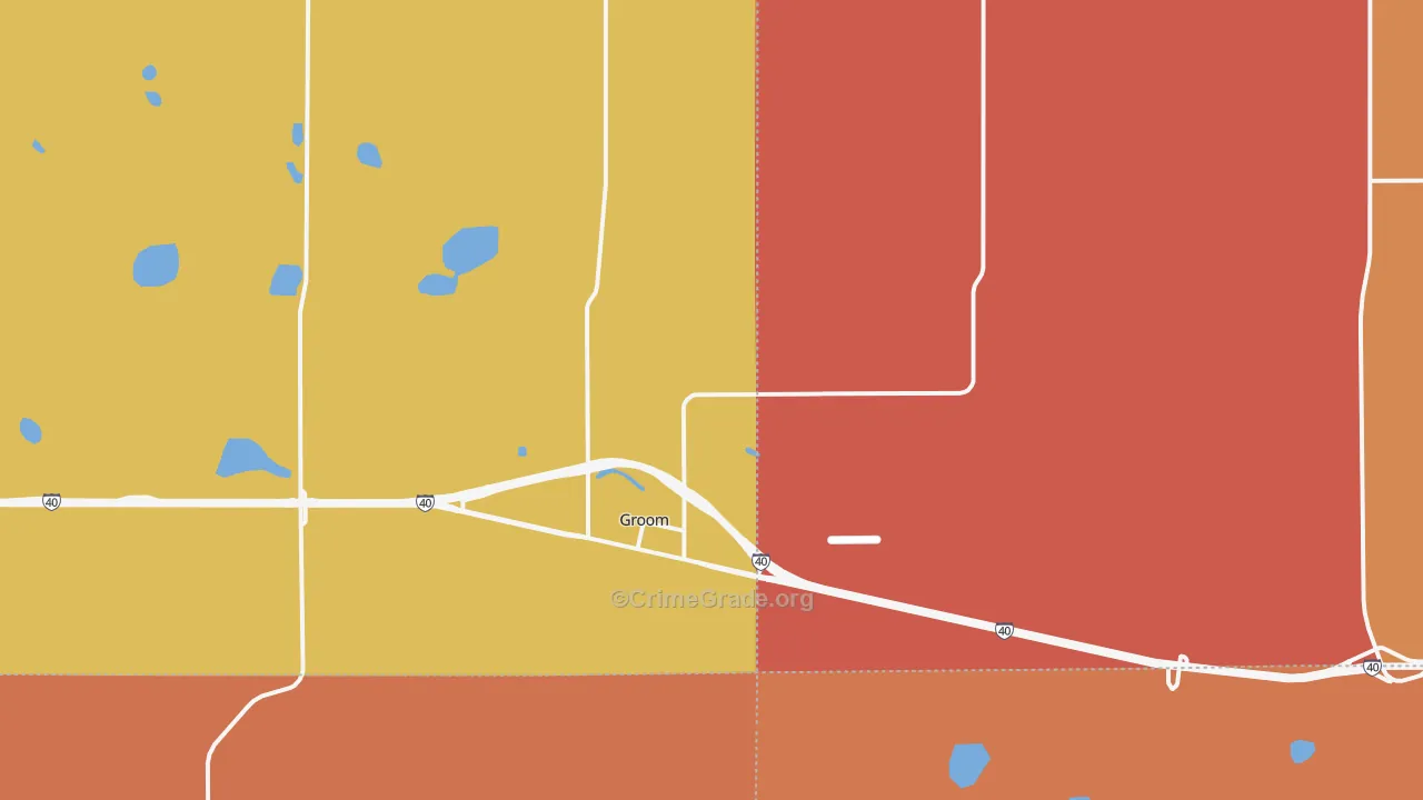 Groom, TX Map of Burglary Rates