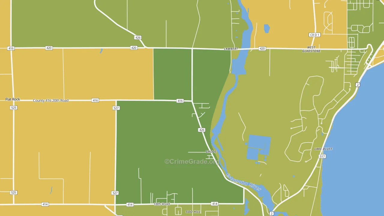 Groos, MI Map of Burglary Rates