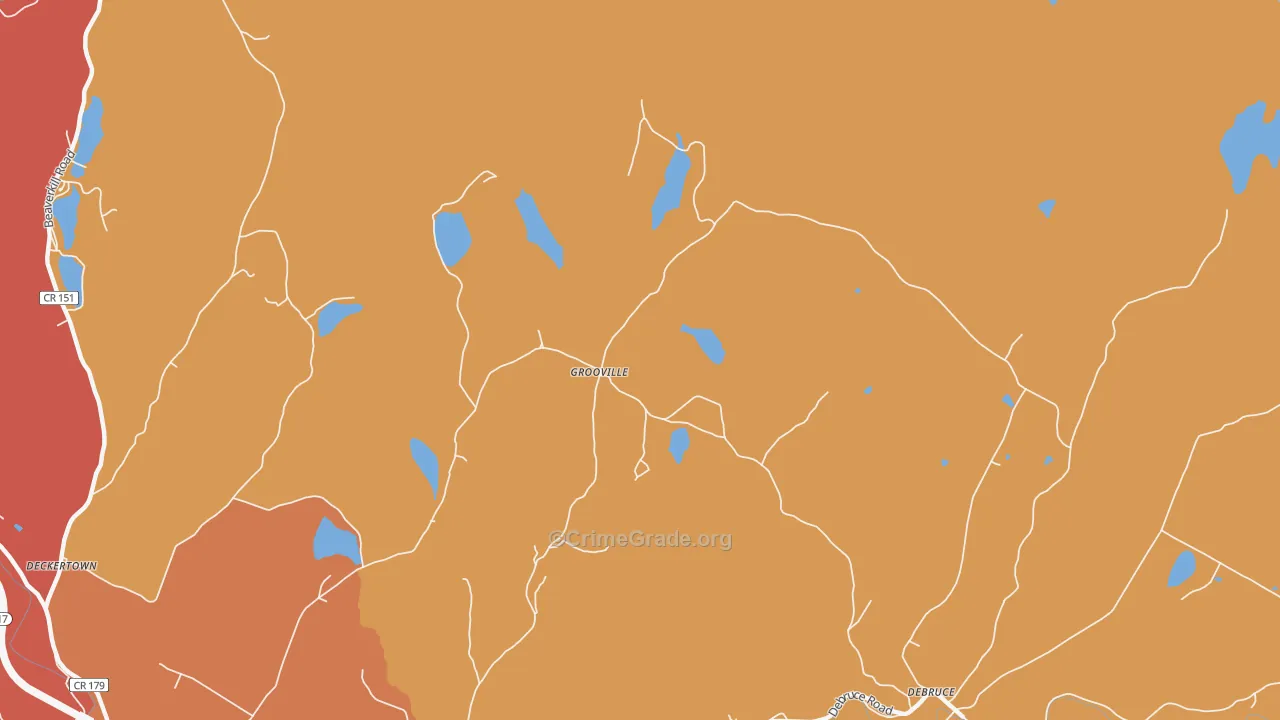 Grooville, NY Map of Burglary Rates