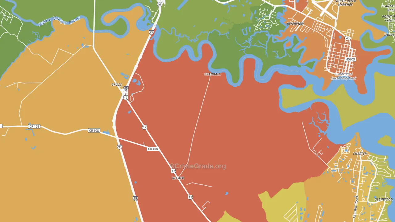 Gross, FL Map of Burglary Rates