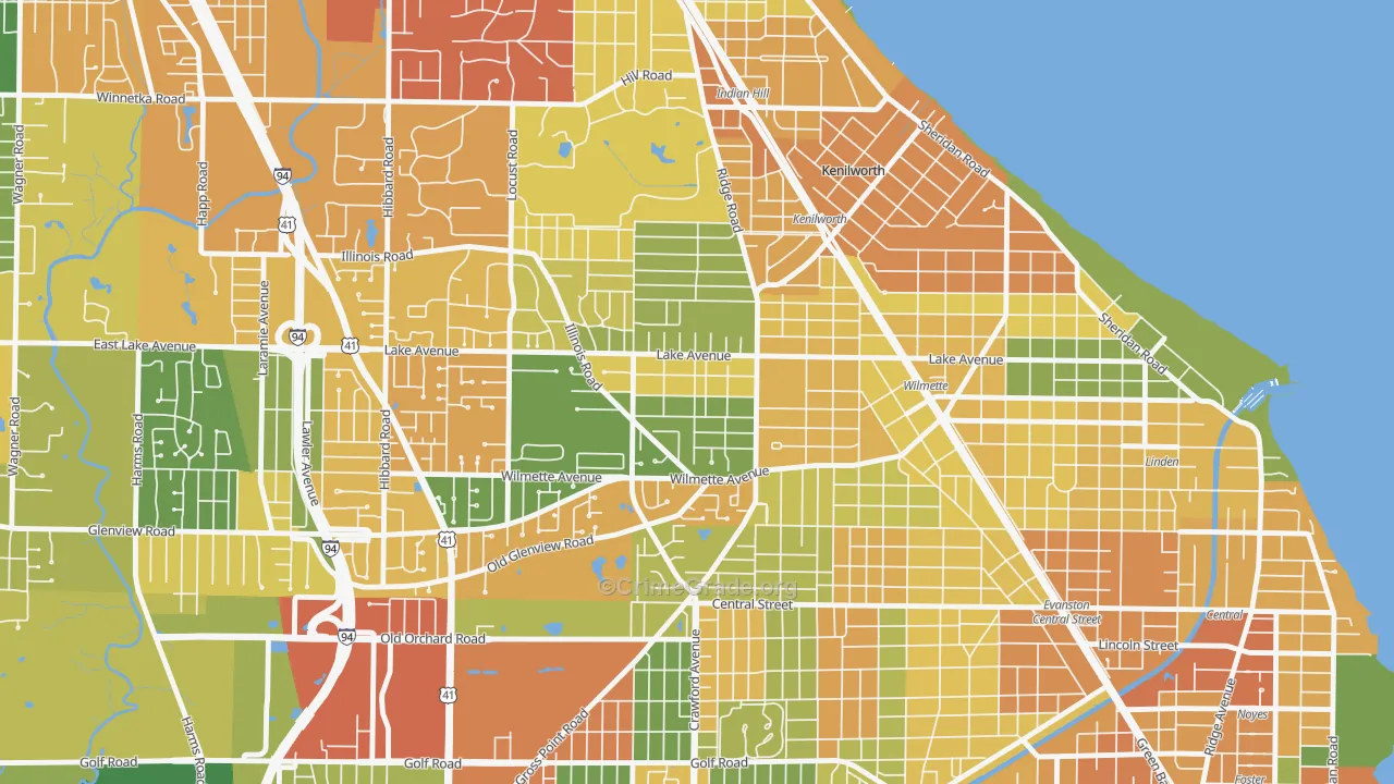 Gross Point, Wilmette, IL Map of Burglary Rates