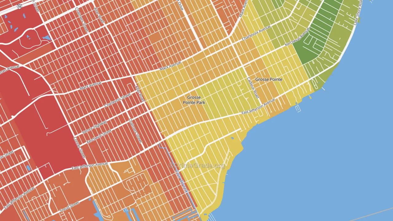 Grosse Pointe Park, MI Map of Burglary Rates