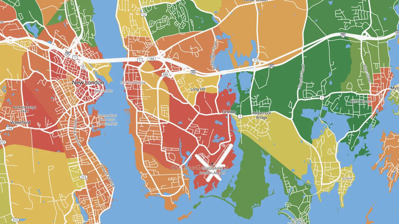 Groton, CT Map of Burglary Rates