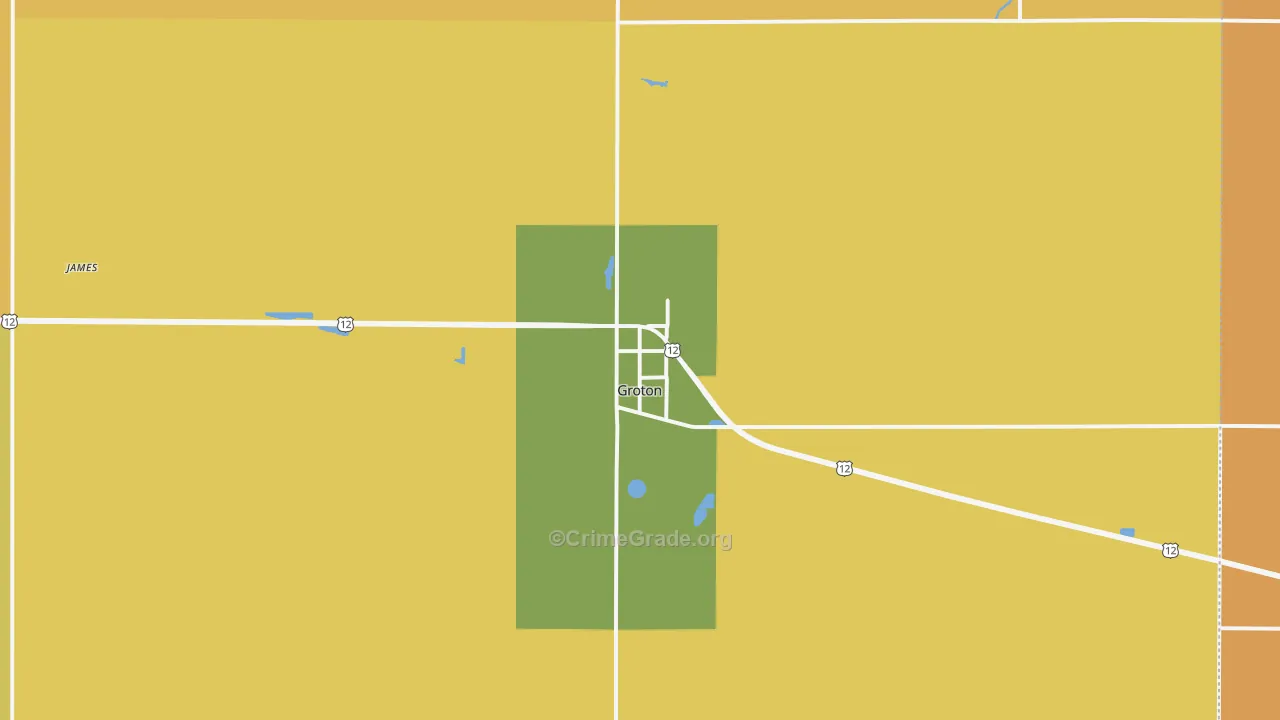 Groton, SD Map of Burglary Rates