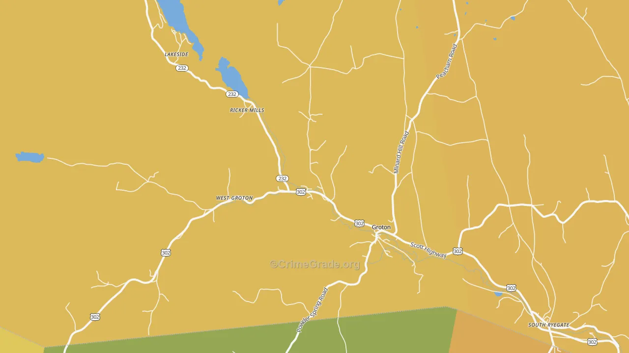 Groton, VT Map of Burglary Rates