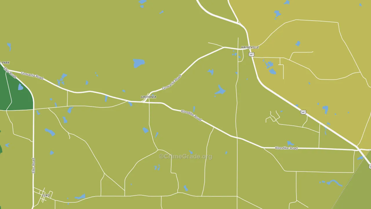 Grovania, GA Map of Burglary Rates