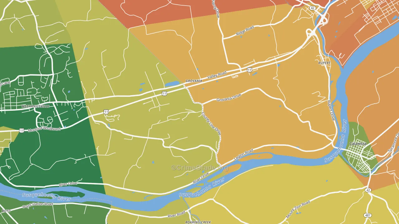 Grovania, PA Map of Burglary Rates