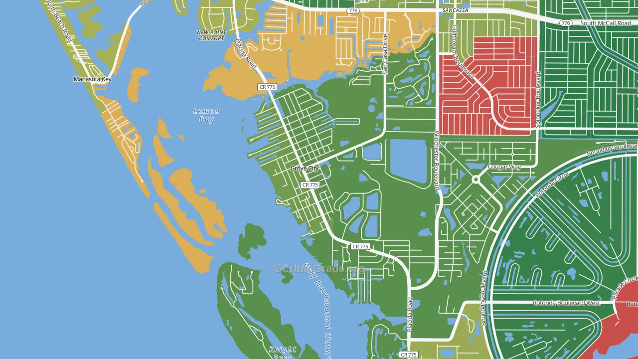 Grove City, FL Map of Burglary Rates