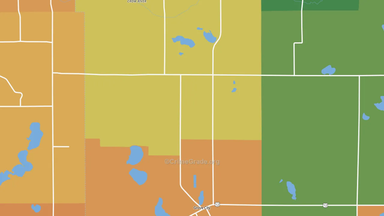 Grove City, MN Map of Burglary Rates