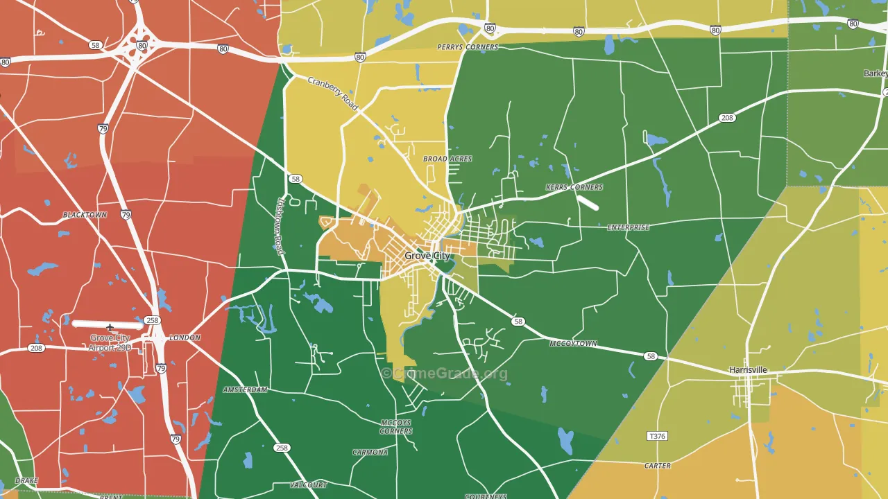 Grove City, PA Map of Burglary Rates