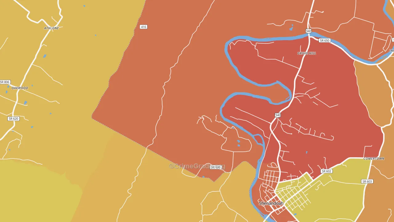 Grove Hill, VA Map of Burglary Rates