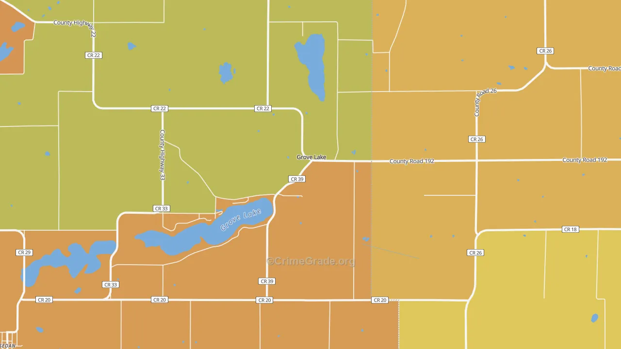 Grove Lake, MN Map of Burglary Rates