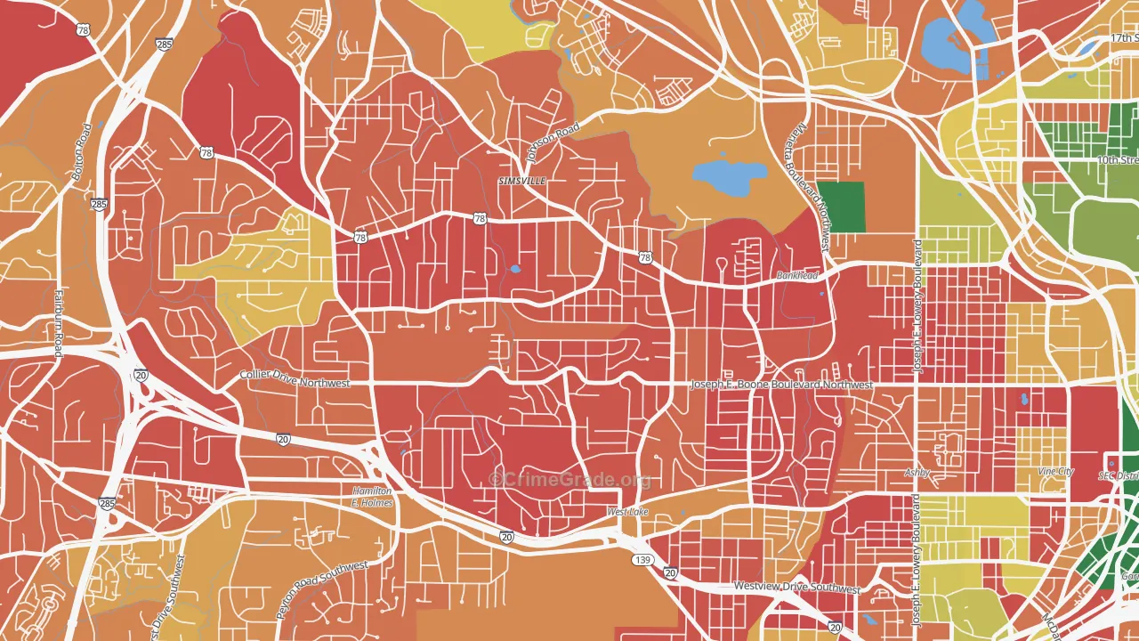 Grove Park, Atlanta, GA Map of Burglary Rates