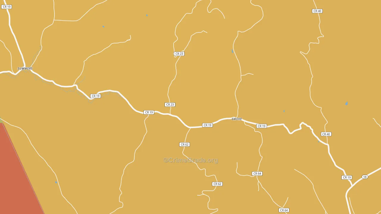 Grove, WV Map of Burglary Rates