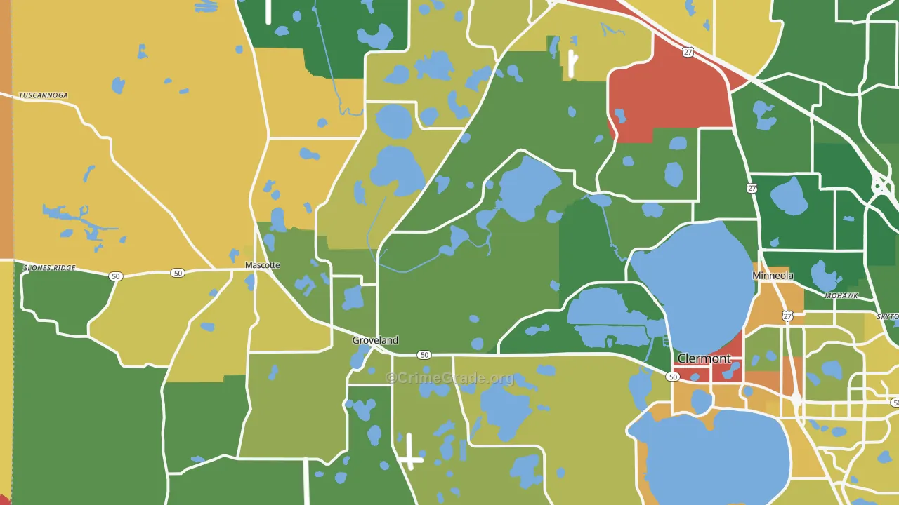 Groveland, FL Map of Burglary Rates