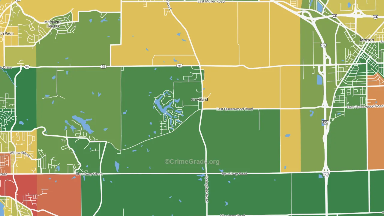 Groveland, IL Map of Burglary Rates