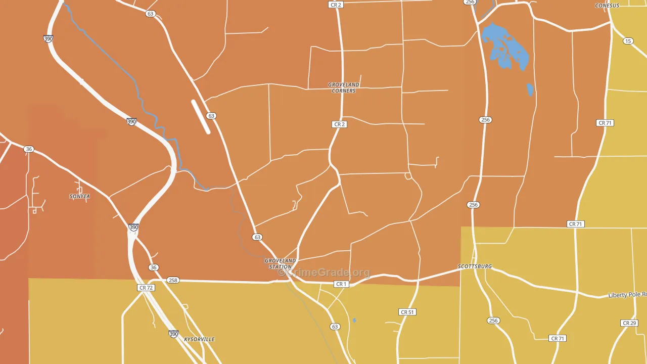 Groveland, NY Map of Burglary Rates