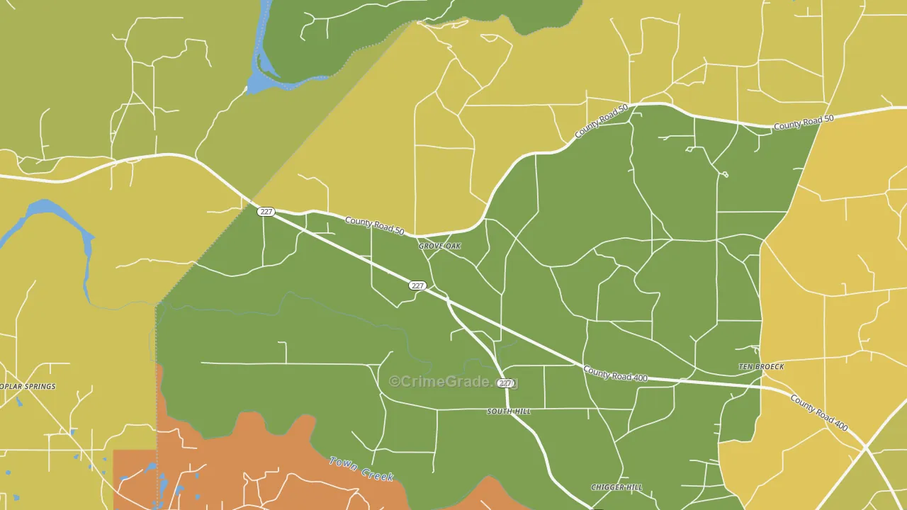 Groveoak, AL Map of Burglary Rates