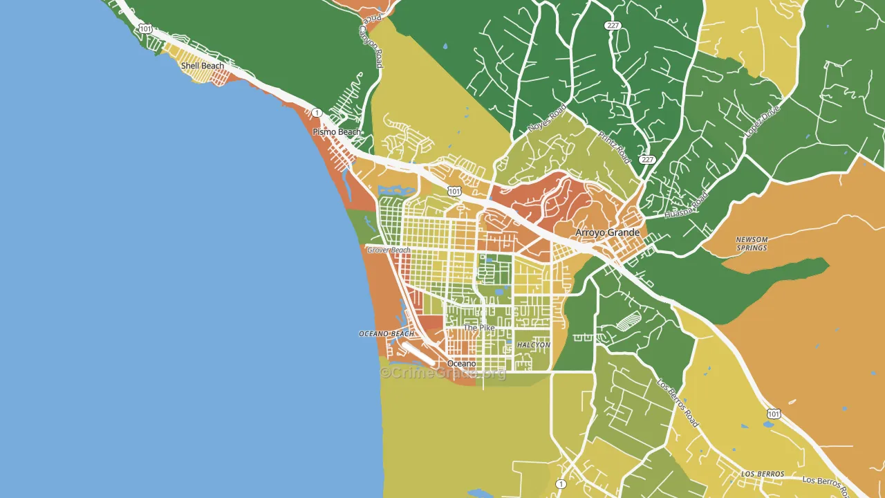 Grover Beach, CA Map of Burglary Rates
