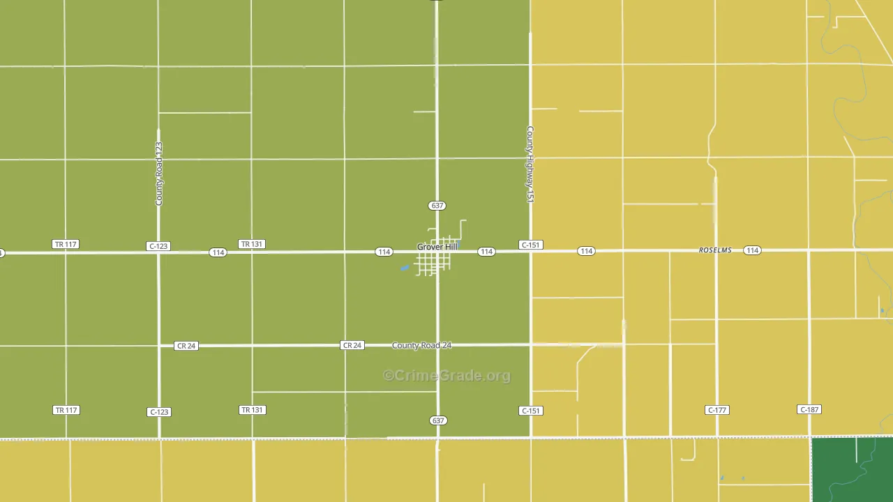 Grover Hill, OH Map of Burglary Rates