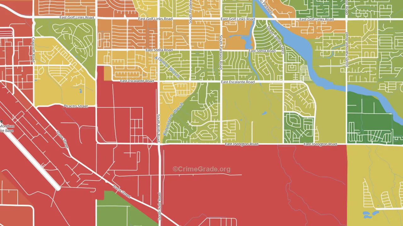 Groves Lincoln Park, Tucson, AZ Map of Burglary Rates