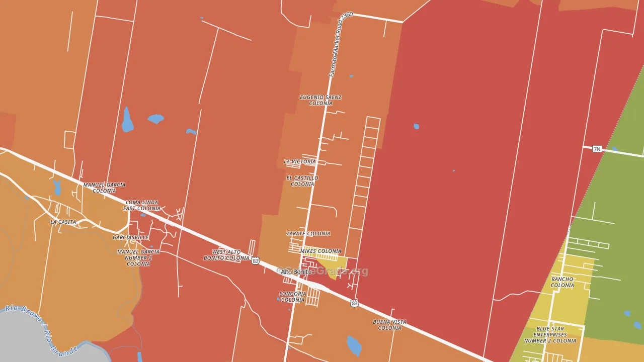 Grulla, TX Map of Burglary Rates