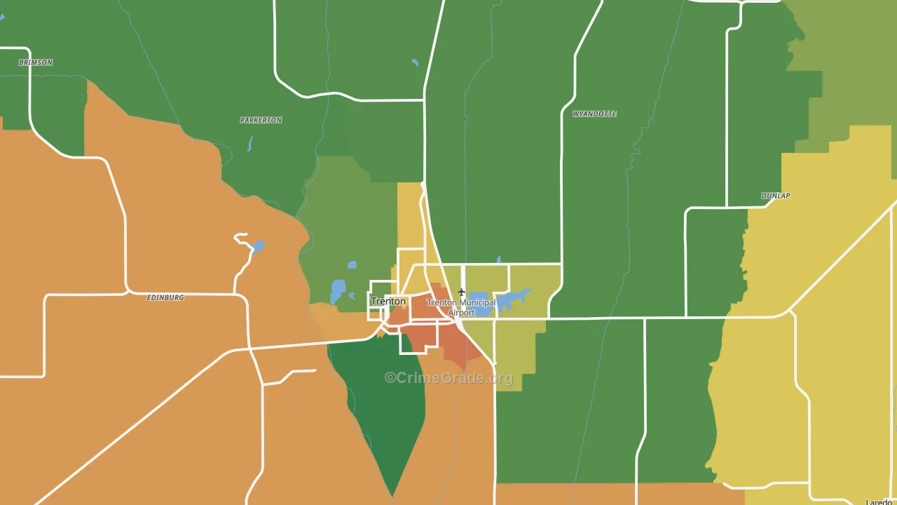 Grundy County, MO Map of Burglary Rates