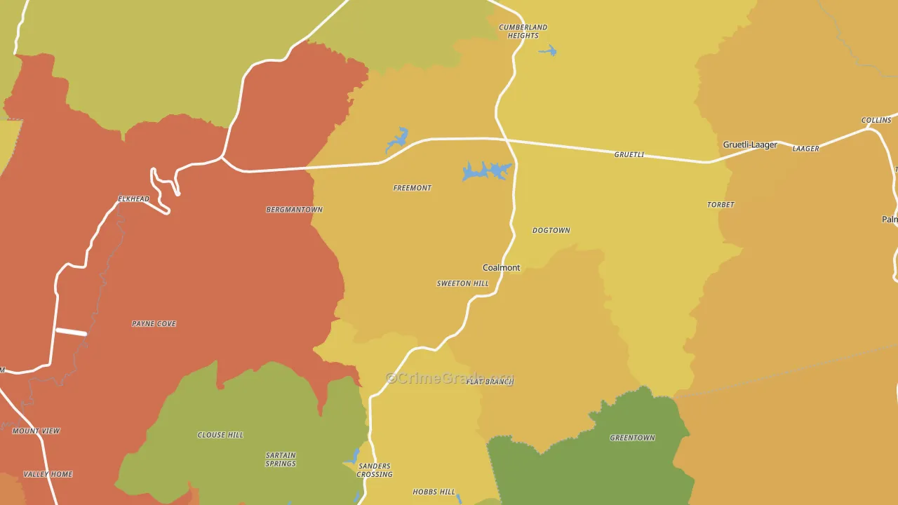 Grundy County, TN Map of Burglary Rates