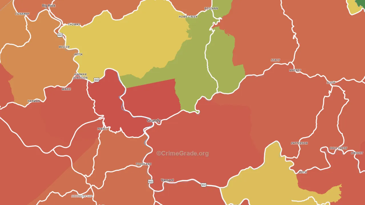 Grundy, VA Map of Burglary Rates