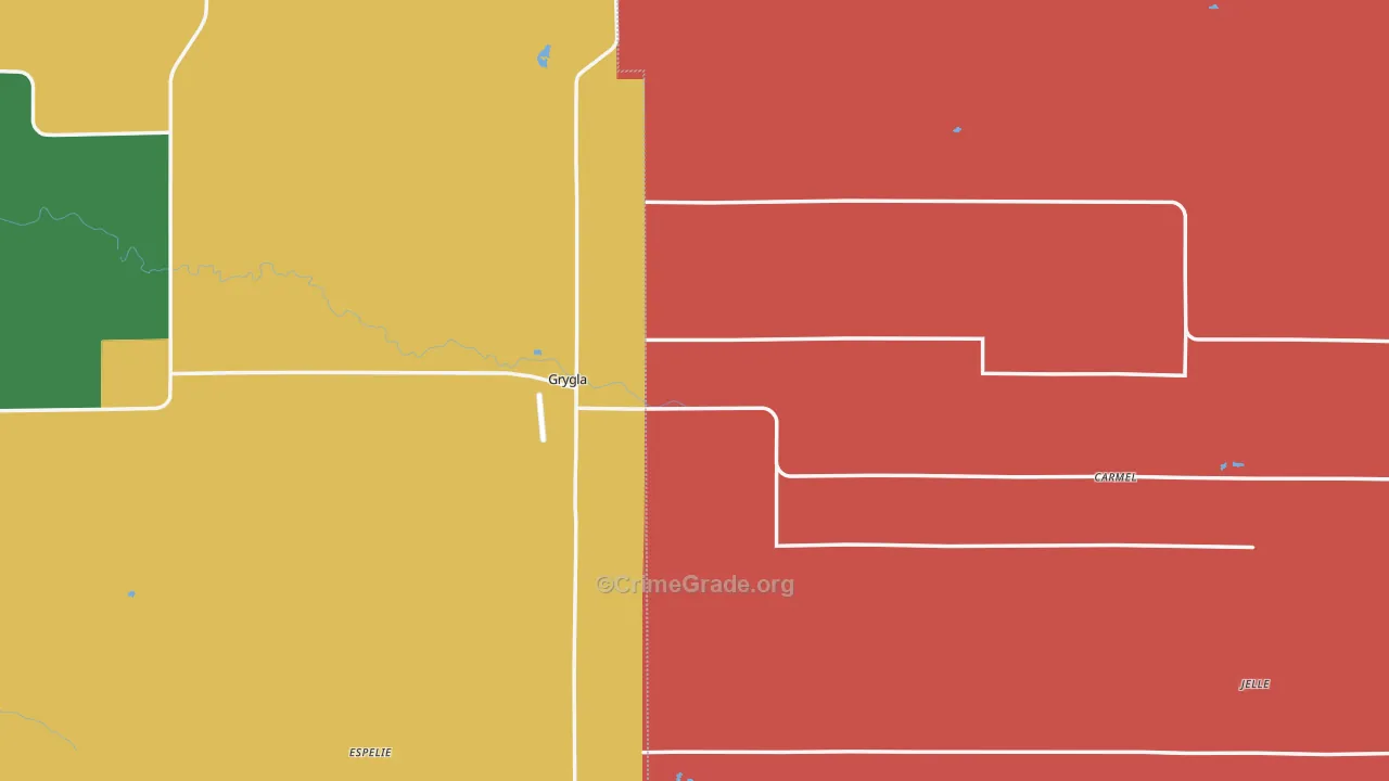 Grygla, MN Map of Burglary Rates